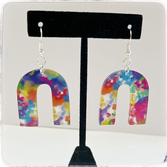 Handmade paint splash acrylic earrings - Picture 1 of 2